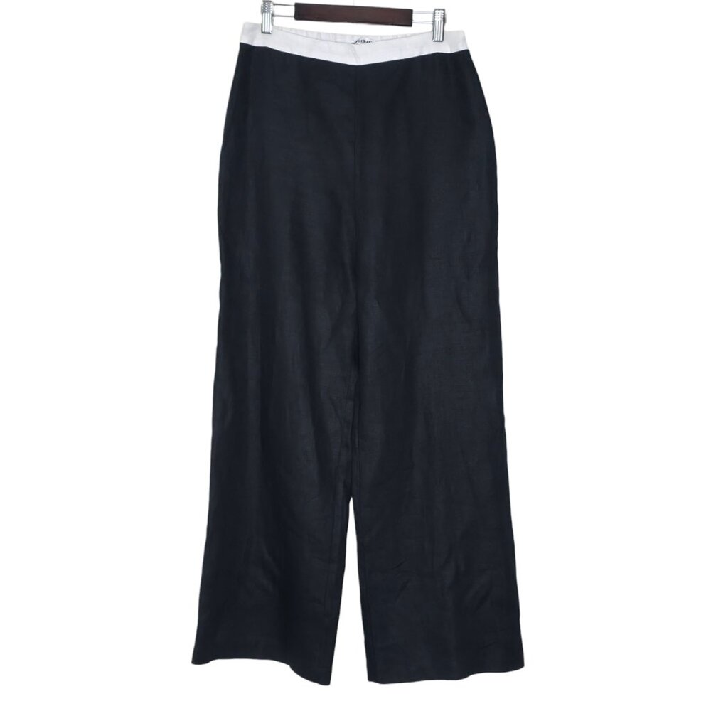 Reformation Alma‎ Set Black White Linen Two Piece Crop Top High Waisted Pants 8 - Picture 8 of 12